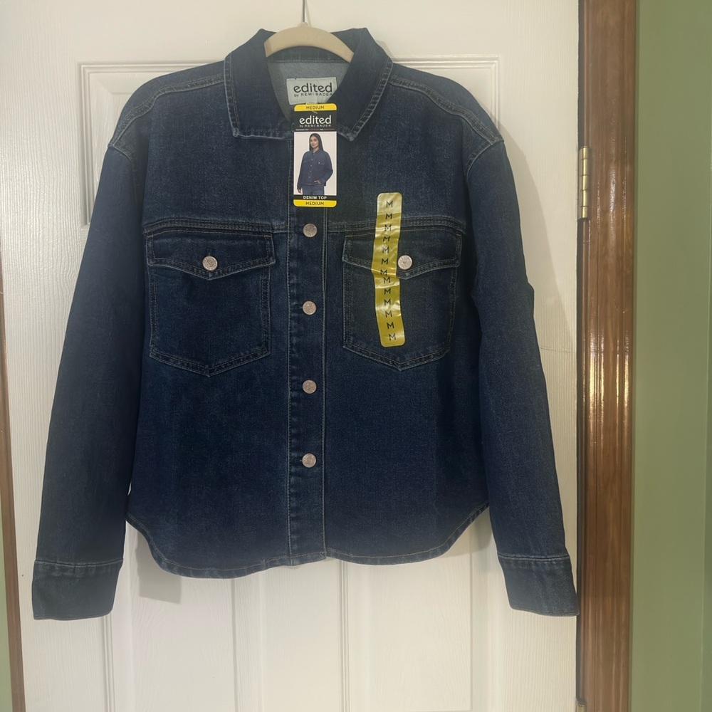 Edited Women Denim Top Jean Jacket - Dark Blue Medium